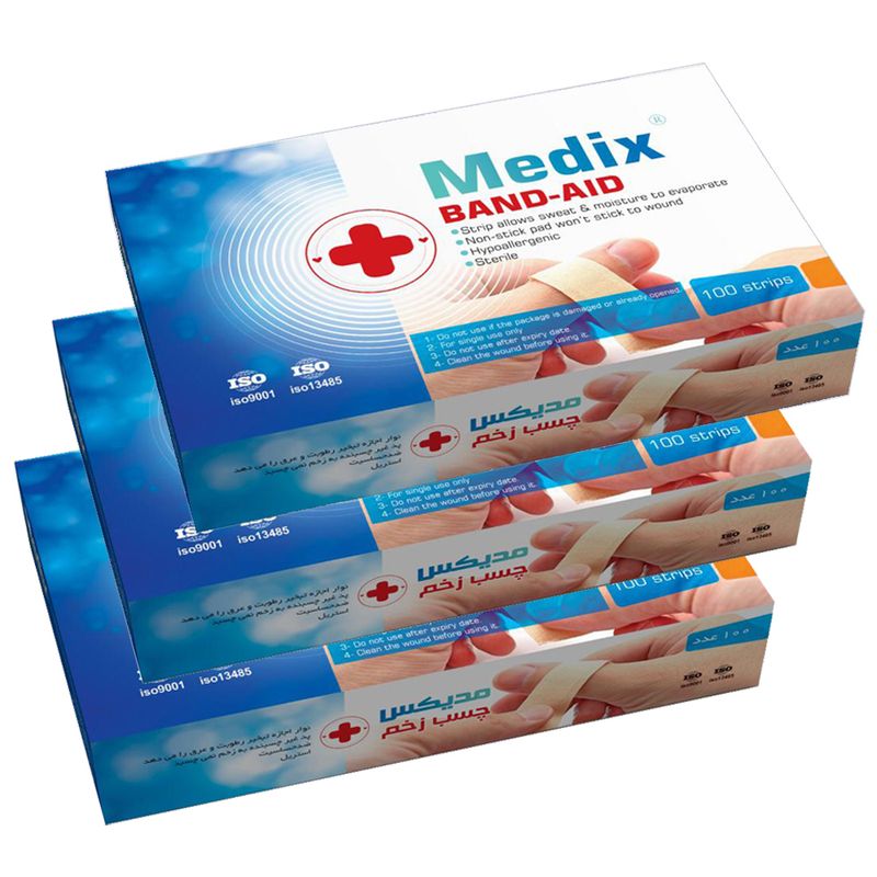 چسب زخم مدیکس مدل hypoallergic مجموعه 3 عددی
