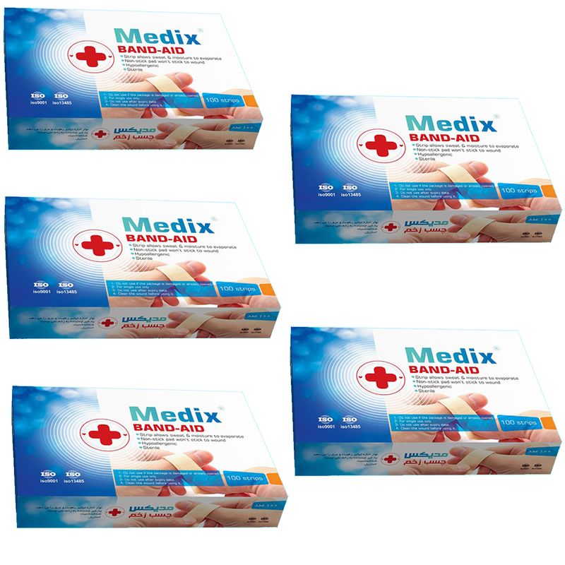 چسب زخم مدیکس مدل hypoallergic مجموعه 5 عددی