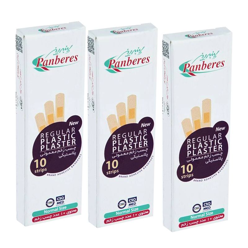 چسب زخم پنبه ریز مدل regular plastic مجموعه 3 عددی