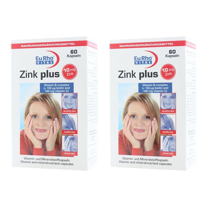کپسول زینک پلاس یوروویتال 10 میلی گرم دو بسته 60 عددی