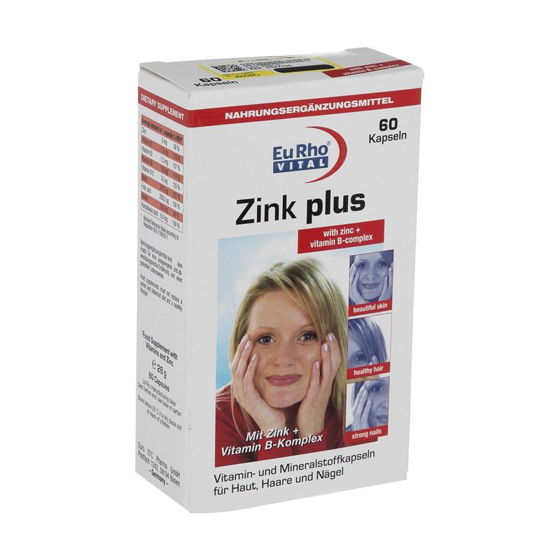 کپسول زینک پلاس یوروویتال 5 میلی گرم بسته 60 عددی